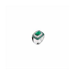 Sovrani Silver Ring J10299M13 Bicolor Green Zirconia With Emerald