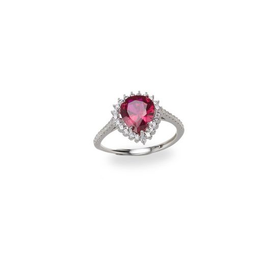Anel de Prata Sovrani J8154M12 Zircônia com Rubi