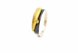Anillo Plata Y Oro Arior Doble Fulla Diamante 3681049XU