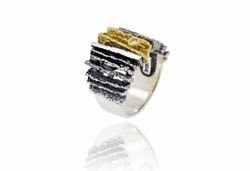 Anillo Plata Y Oro Arior Junc Grande Con Diamante 3680749XU