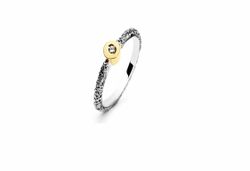Anillo Plata Y Oro Arior Kora Texturizado Con Diamante 3680823XU
