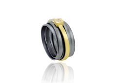 Anillo Plata Y Oro Arior Lux Con Hilo Dorado Con Diamante 3680875XU