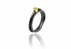 Anillo Plata Y Oro Arior Lux Negro Con Diamante 1mm 3680837XU