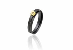 Anillo Plata Y Oro Arior Lux Negro Con Diamante 2mm 3680834XU