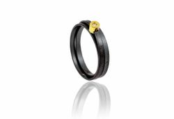 Anillo Plata Y Oro Arior Lux Negro Con Diamante 2mm 3680836XU
