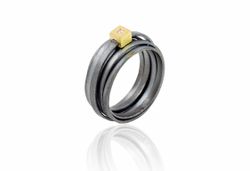Anillo Plata Y Oro Arior Lux Negro Con Diamante 3680835XU