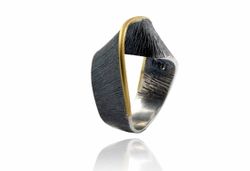 Anillo Plata Y Oro Arior Moebius Grande Con Hilo Dorado 3680884XSU