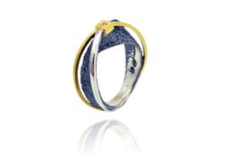 Anillo Plata Y Oro Arior Moebius Texturizado Con Diamante 3680929XSU