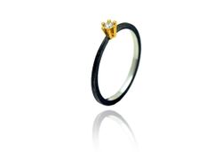 Anillo Plata Y Oro Arior Oxidada Nil Con Diamante 3680939XU