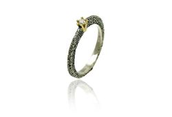 Anillo Plata Y Oro Arior Texturizado Nil Con Diamante 3680966XU