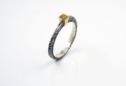 Anillo Plata Y Oro Arior Texturizado Nil Con Diamante 3680967XU