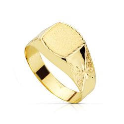 Anillo Sello Cadete Oro 18kts Tallado Estrella Hueco 07000156