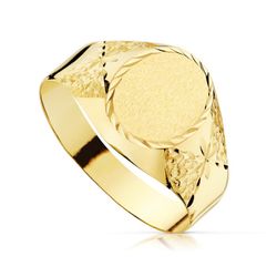 Anillo Sello Cadete Oro 18kts Tallado Hueco 07000155