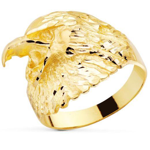 Anillo Sello Hombre Oro 18kts Aguila Calva Americana Tallada Ancho 19mm P659