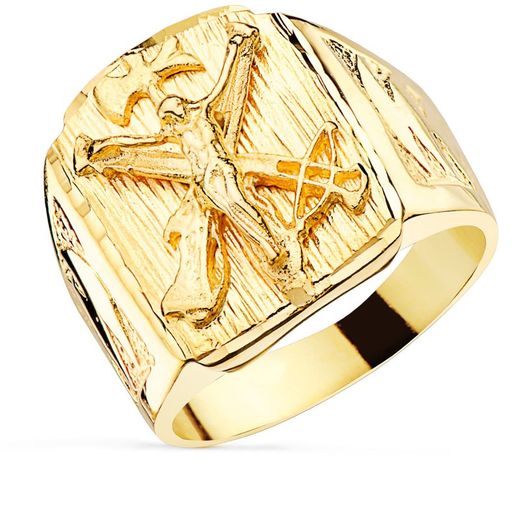 Anillo Sello Hombre Oro 18kts Macizo Cristo de la Legion Ancho 21x17mm P4292