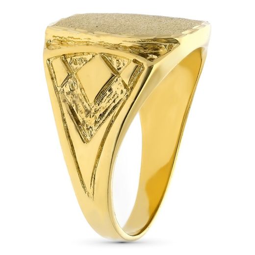 Carved 18kt Gold Man Signet Ring 17x14mm P4216