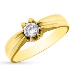 Anillo Solitario Hombre Oro 18kts 6 Patillas Cartier Circonita 5mm Forrado P904016