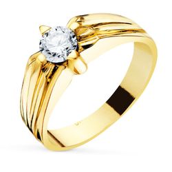 Anillo Solitario Hombre Oro 18kts Circonita 5.5mm Ancho Cuerpo 7.5mm P904400