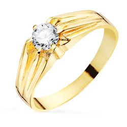 Anillo Solitario Hombre Oro 18kts Circonita 5mm Ancho Cuerpo 6.5mm P905604