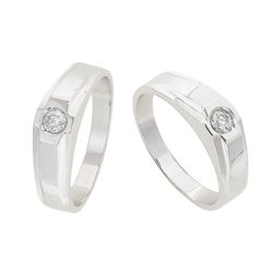Anillo Solitario Hombre Oro Blanco 18Kts Diamante Brillante 0,16 3,5mm 0106416