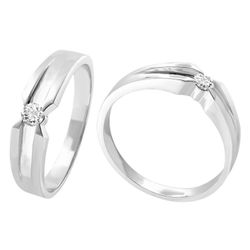 Anillo Solitario Hombre Oro Blanco 18Kts Diamante Brillante 0,16 3,5mm 0106420