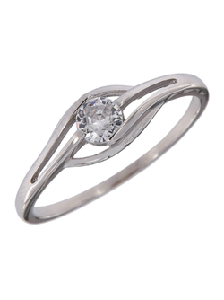 Anillo Solitario Plata Mujer PANI1020/10 Bandas Caladas Circonita Redonda