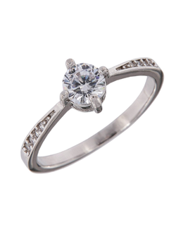 Anillo Solitario Plata Mujer PANI1434/10 Circonitas Baguette Circonita Redonda