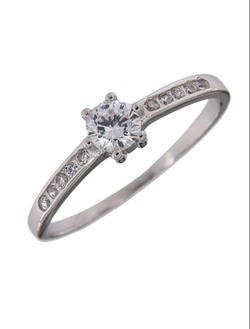 Anillo Solitario Plata Mujer PANI1492/10 Circonitas Baguette Circonita Redonda