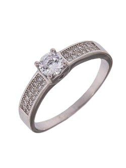 Anillo Solitario Plata Mujer PANI1496/10 Circonitas Baguette Circonita Redonda