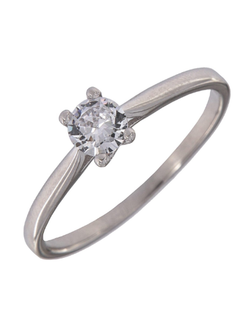 Anillo Solitario Plata Mujer PANI1590/10 Liso Circonita Redonda