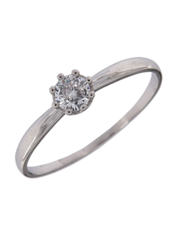 Anillo Solitario Plata Mujer PANI1610/10 Liso Circonita Redonda