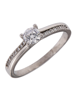 Anillo Solitario Plata Mujer PANI1812/10 Doble Banda Circonita Redonda