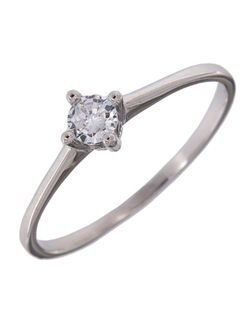 Anillo Solitario Plata Mujer PANI1821/10 Liso Circonita redonda