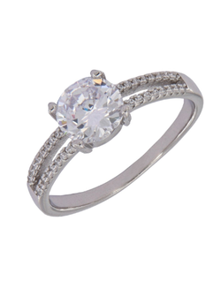 Anillo Solitario Plata Mujer PANI1896/10 Bandas Caladas Circonitas