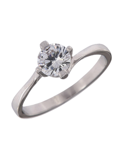 Anillo Solitario Plata Mujer PANI1900/10 Liso Circonita Redonda