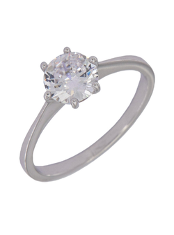 Anillo Solitario Plata Mujer PANI1901/10 Liso Circonita Redonda