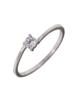 Anillo Solitario Plata Mujer PANI1910/10 Liso Circonita Redonda