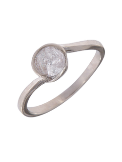 Anillo Solitario Plata Mujer PANI1912/10 Liso Circonita Redonda