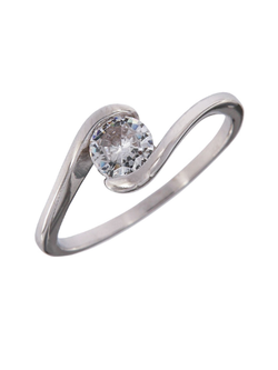 Anillo Solitario Plata Mujer PANI1913/10 Liso Circonita Redonda