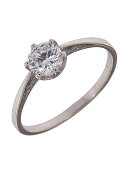 Anillo Solitario Plata Mujer PANI1915/10 Liso Circonita Redonda