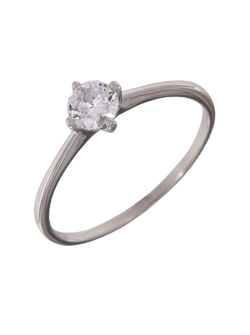 Anillo Solitario Plata Mujer PANI1918/10 Liso Circonita Redonda