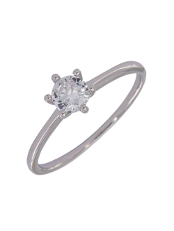 Anillo Solitario Plata Mujer PANI1922/10 Liso Circonita Redonda