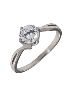 Anillo Solitario Plata Mujer PANI1944/10 Bandas Caladas Lisas Circonita Redonda