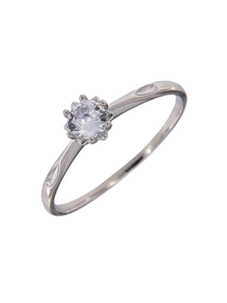 Anillo Solitario Plata Mujer PANI1950/10 Liso Circonita redonda