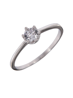 Anillo Solitario Plata Mujer PANI1954/10 Liso Circonita redonda