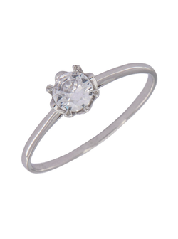 Anillo Solitario Plata Mujer PANI1960/10 Liso Circonita redonda