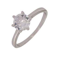 Anillo Solitario Plata Mujer PANI1966/10 Liso Circonita redonda