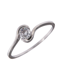 Anillo Solitario Plata Mujer PANI2042/10 Liso Circonita redonda