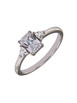 Anillo Solitario Plata Mujer PANI2184 Liso Circonita Rectangular