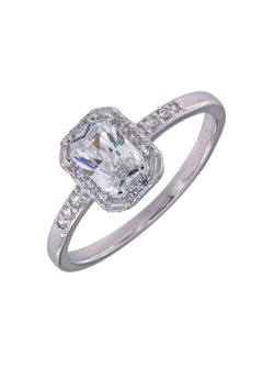 Anillo Solitario Plata Mujer PANI2185 Circonitas Baguette Circonita Rectangular